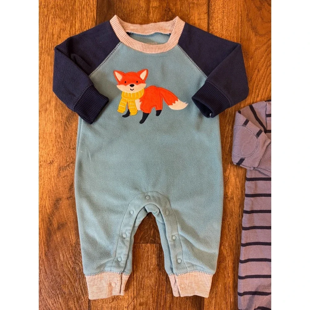 Carters Baby Boy 3 Months Rompers Long‎ Sleeved Outfits Pants Lot Fox Car